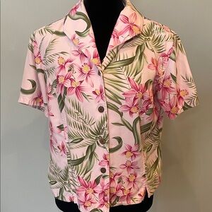 Floral Pink and Green Women's Top tropical vibes